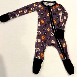 Blue Bonnett Halloween bamboo purple zippy size 0-3 foldable cuffs